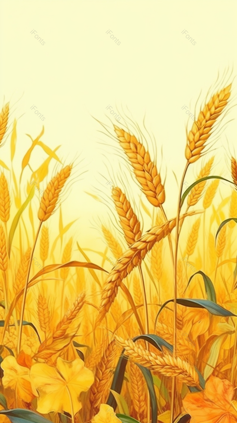 芒种节气麦穗丰收手绘插画植物背景图金黄色麦子风景唯美图,插画/手绘图,插画/手绘图库,插画/手绘图下载,插画/手绘